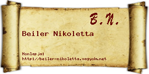 Beiler Nikoletta névjegykártya